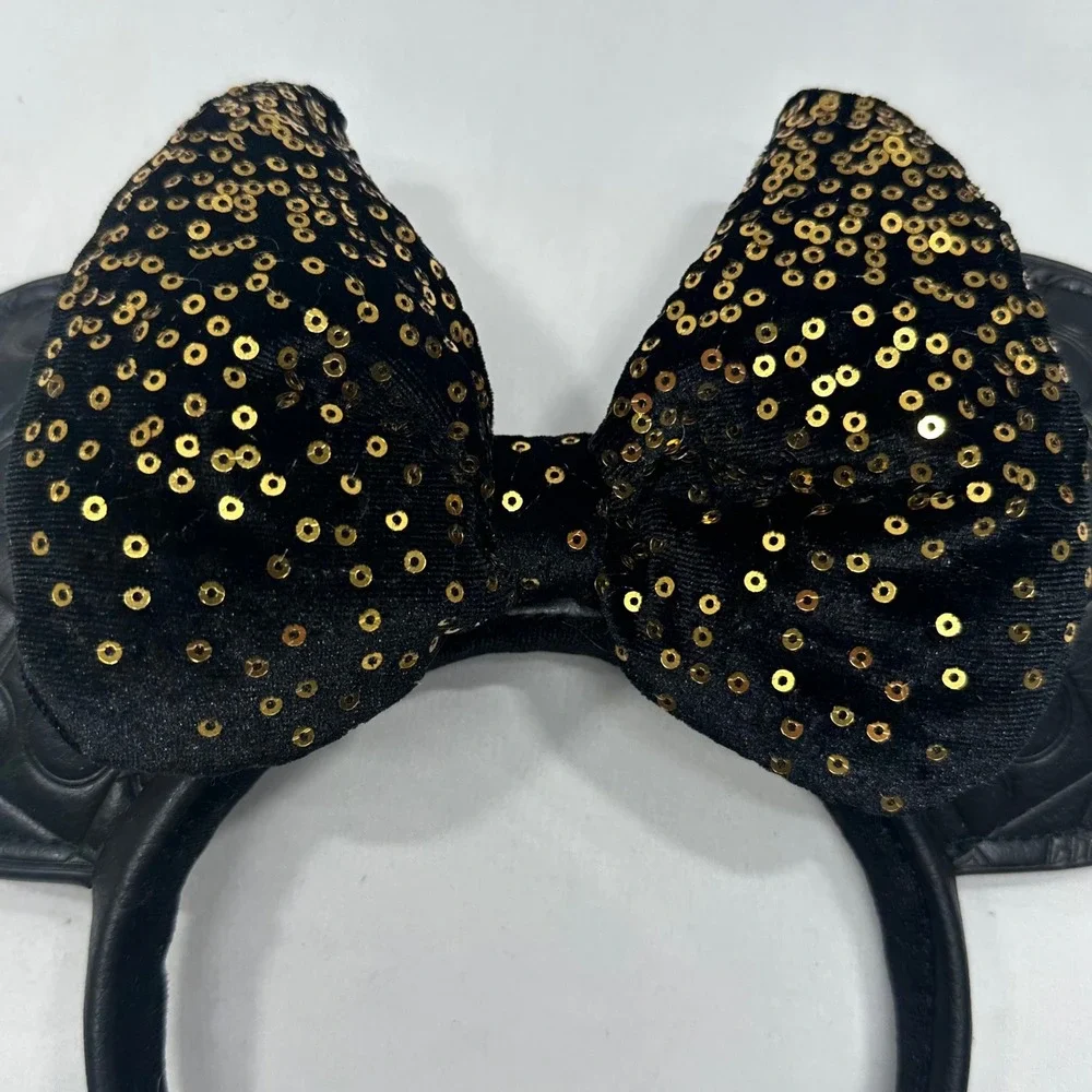 Disney Parks Walt Disney World 50th Anniversary Minnie Mouse Ears Black Gold Bow
